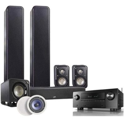 Polk Audio Signature Series 5.1.2 Home Theatre Speaker Package with S55 Pair S35 S10 Pair with HTS10 and Polk Audio RC60i In-Ceiling Speaker + Denon AVR-X1600H AV Receiver